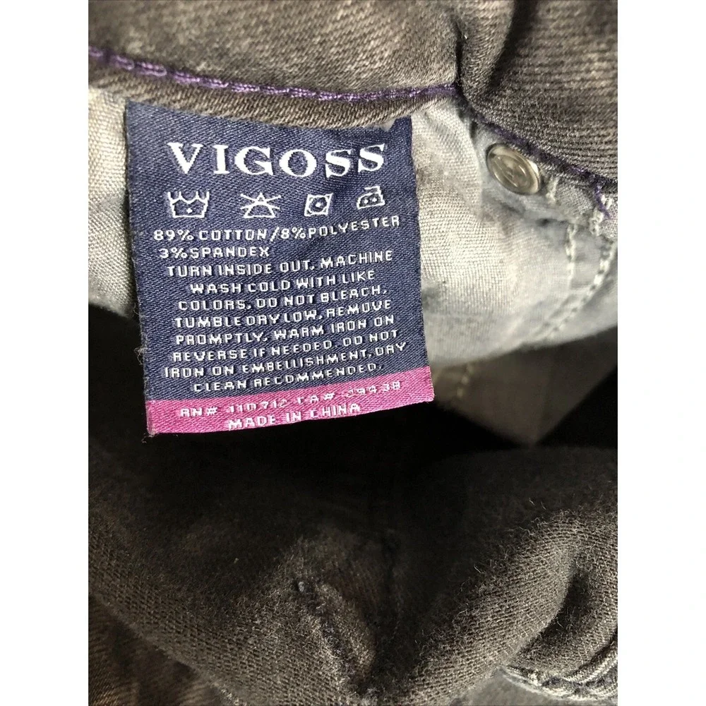 Vigoss Jeans Women's Size 25x27 Denim Black The Thompson Tomboy Distressed 26x27